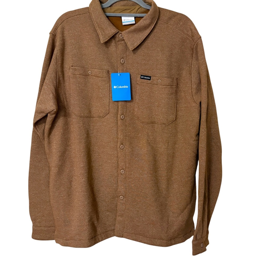 Columbia Mens NEW Large Great Hart Mountain Shirt Jacket Brown Shacket Outdoor